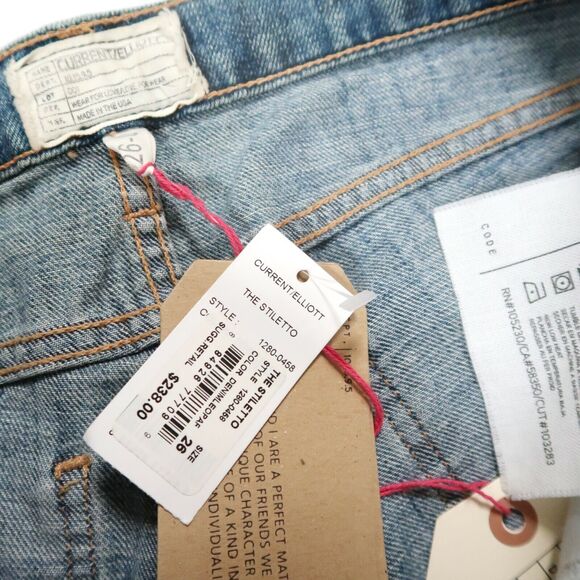 Current/Elliott The Stiletto Jeans in Denim Leopard Destroy Size 26 NWT $238 - Picture 11 of 12